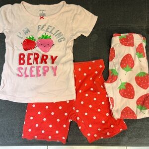 Carter's Pink and Red Strawberry Pajama Set